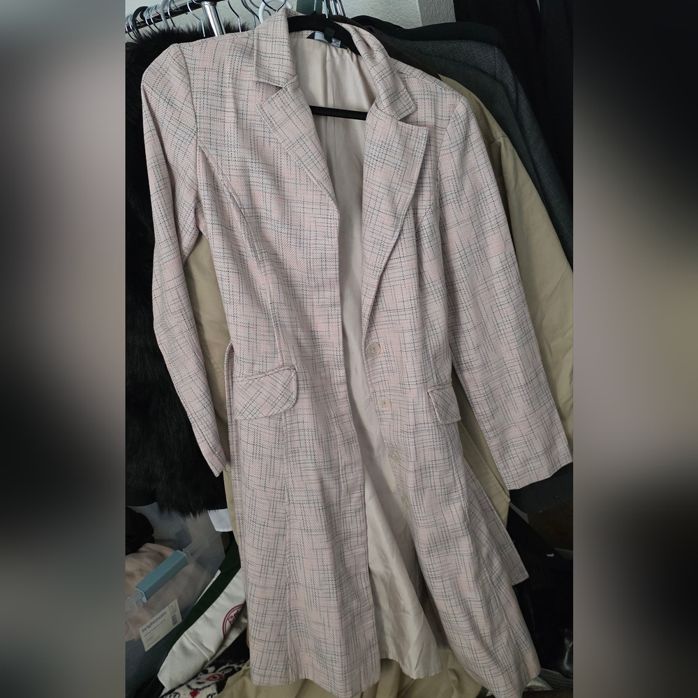 Y2K Zinc Women's Light Pink Plaid trenchcoat